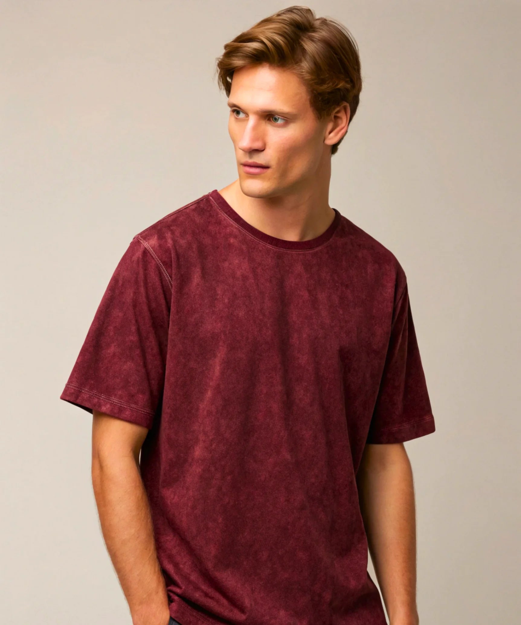 Maroon Acid Wash Oversized T-Shirt