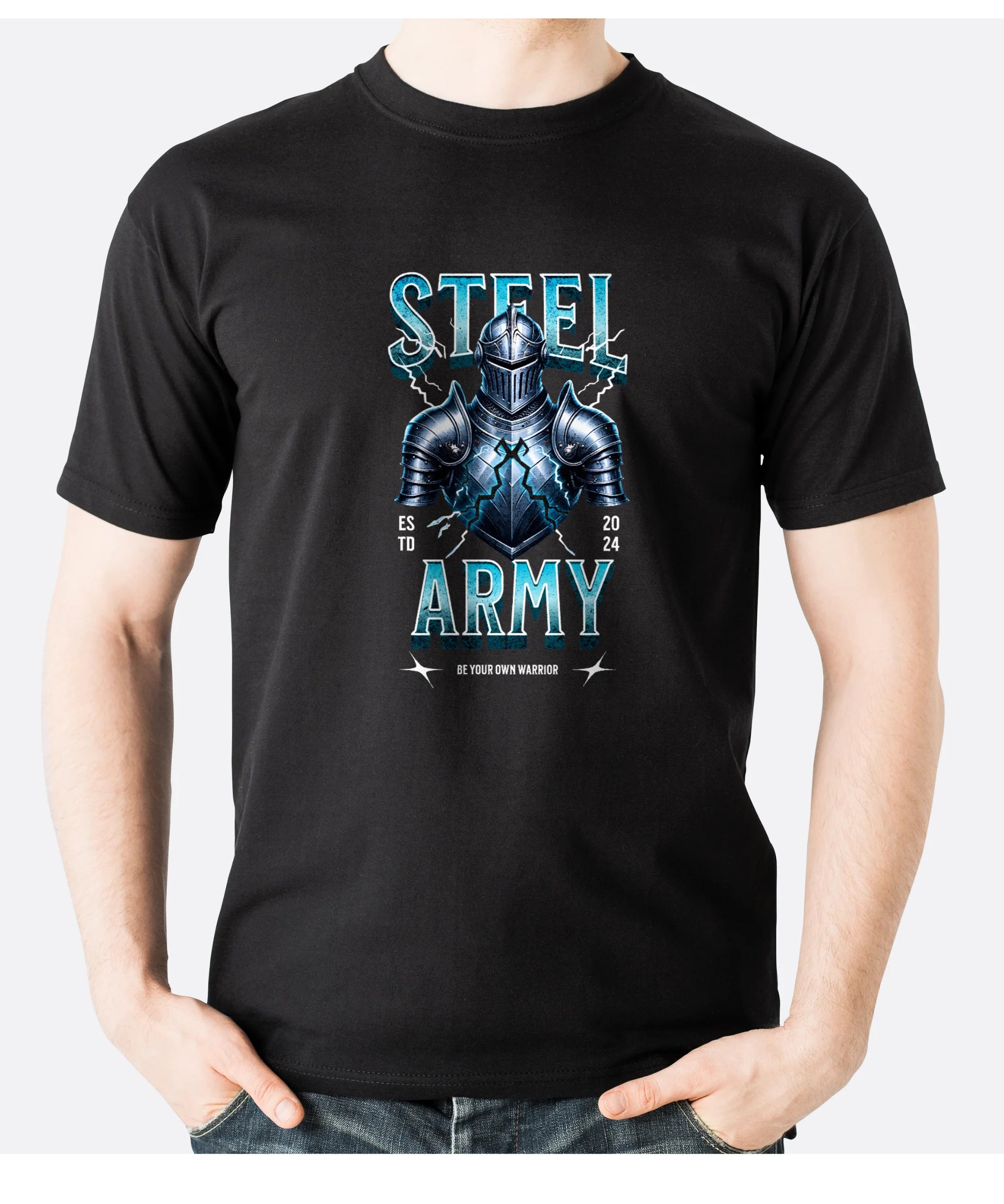 Steel Army Round Neck Classic T-shirt - JXN Fury