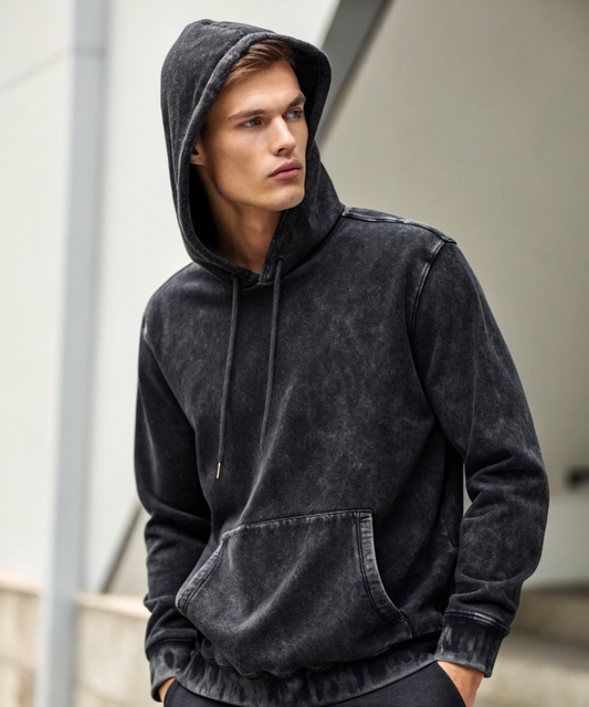 Black Acid Wash Hoodie.