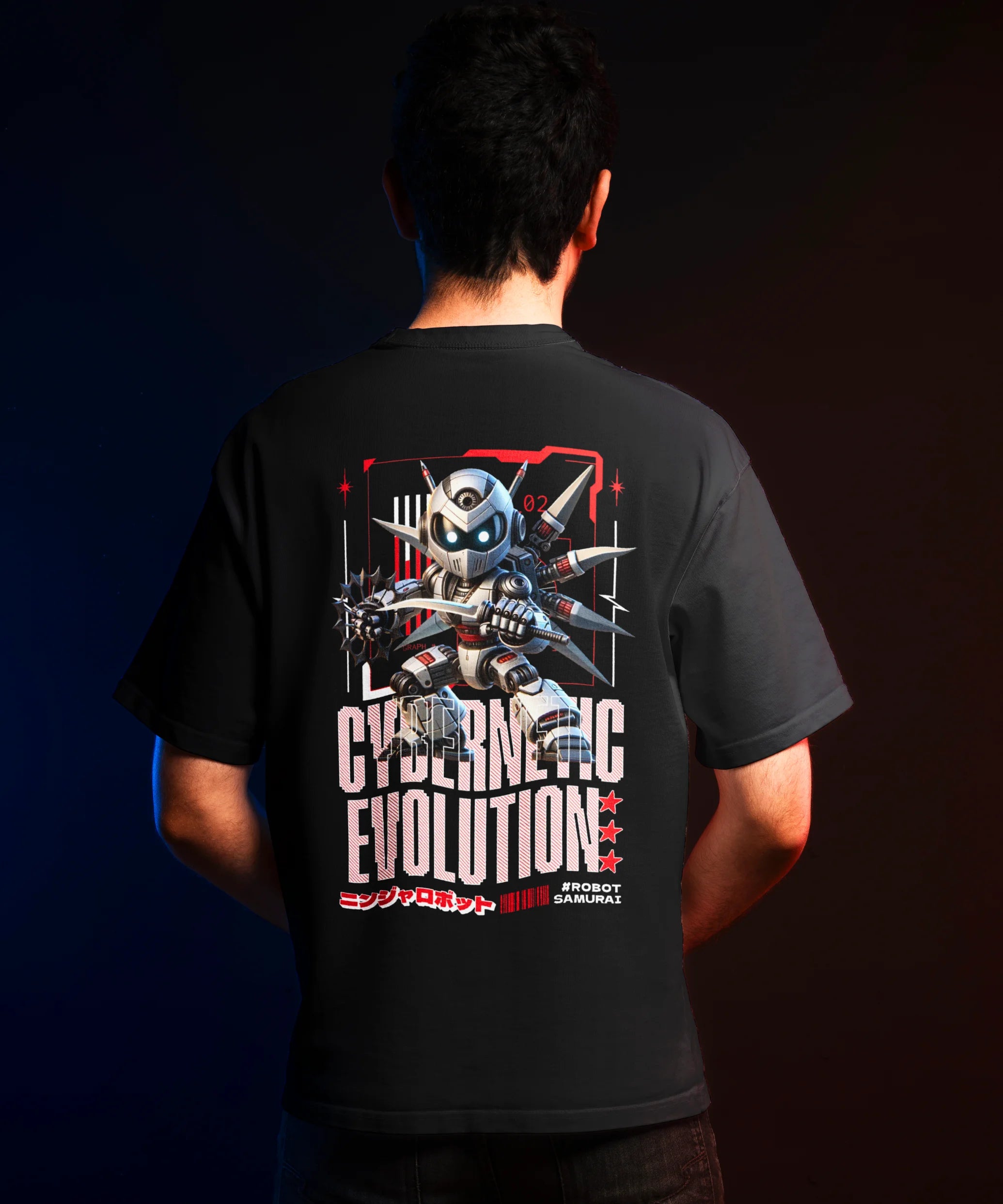 Cybernetic Robot Samurai Oversized T-Shirt.