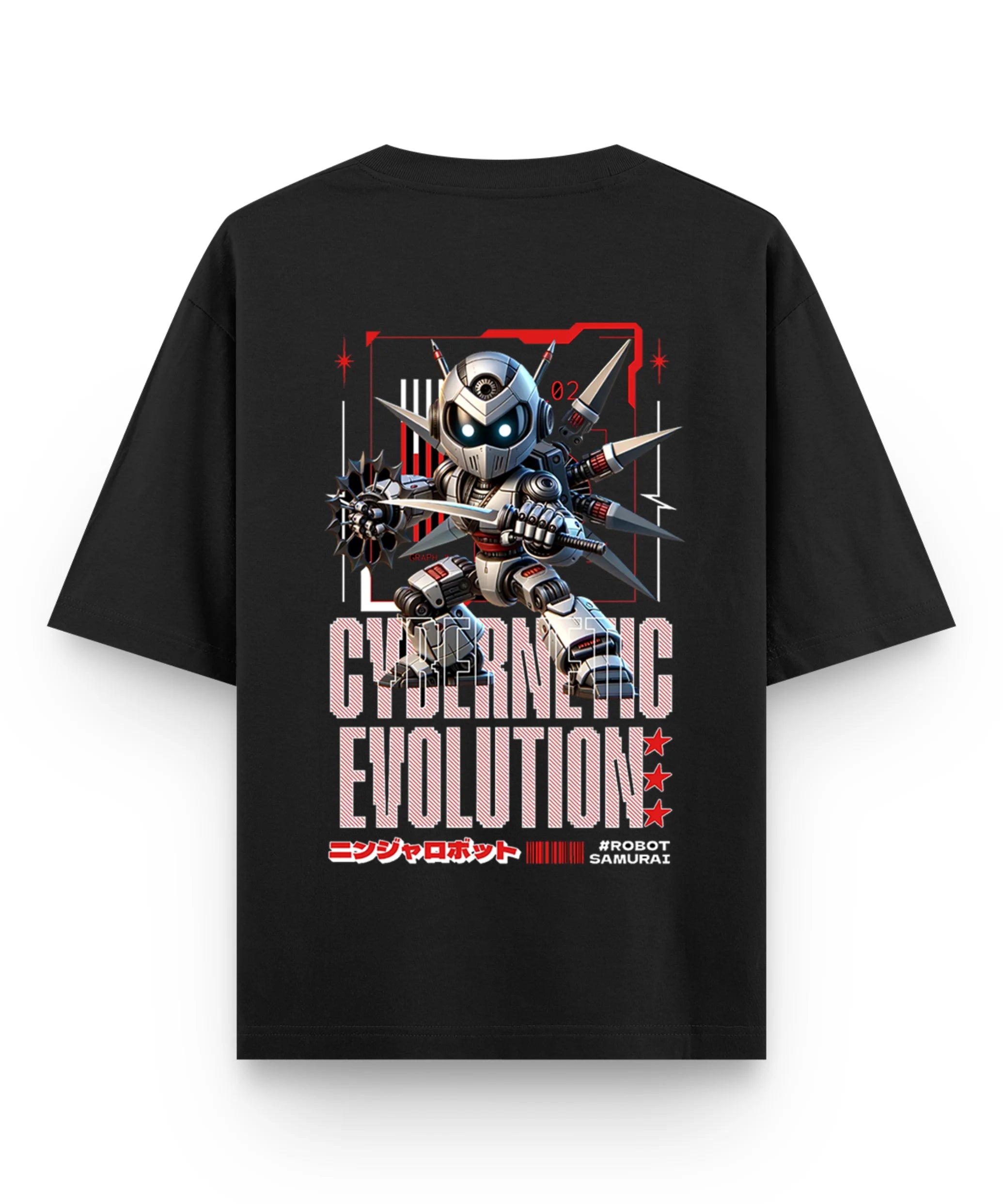 Cybernetic Robot Samurai Oversized T-Shirt.
