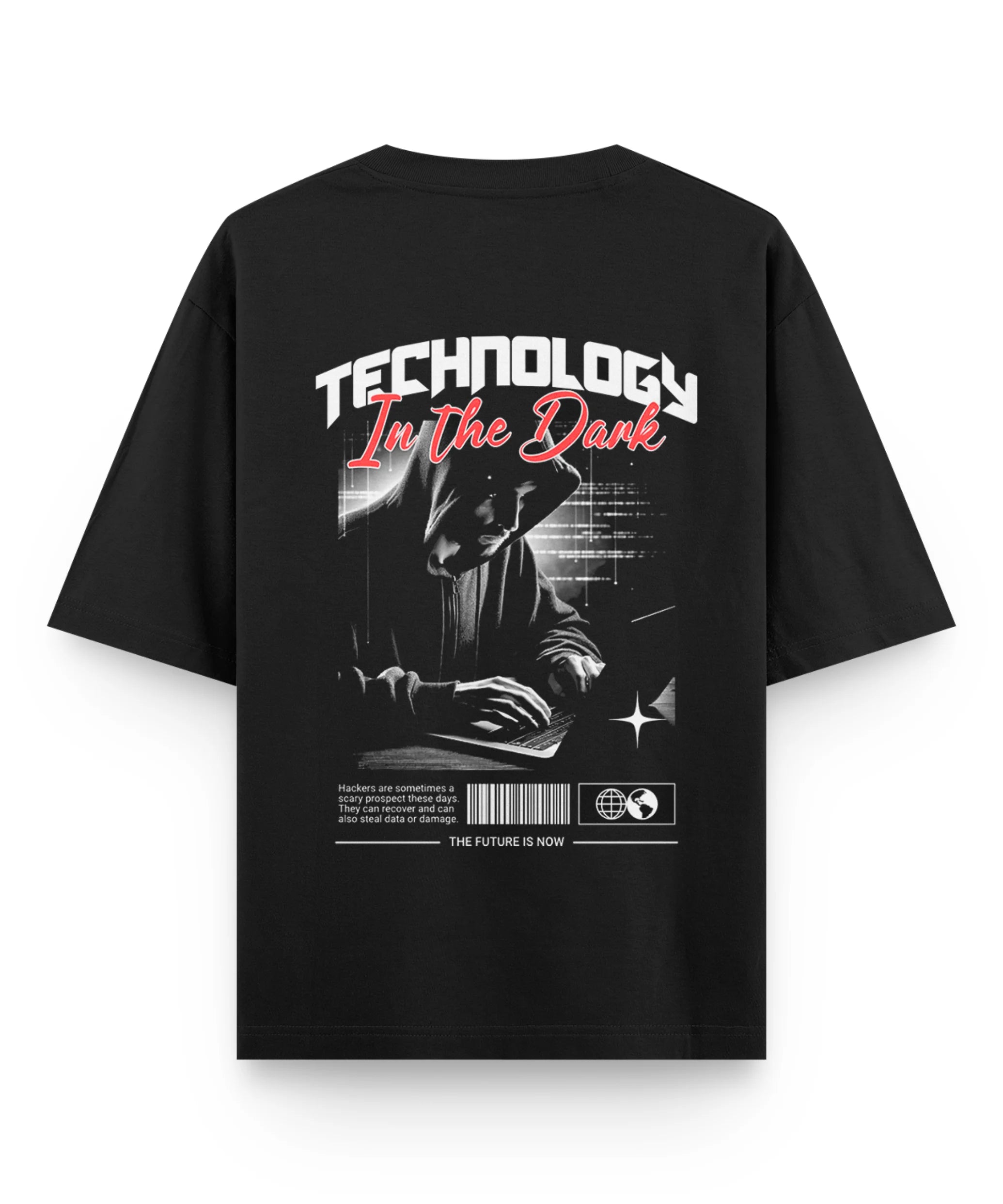 Dark Tech Hacker Oversized T-Shirt.