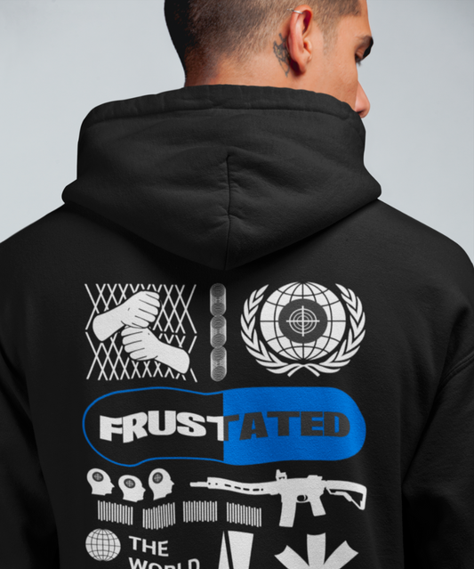 Frustrated World Graphic Hoodie.