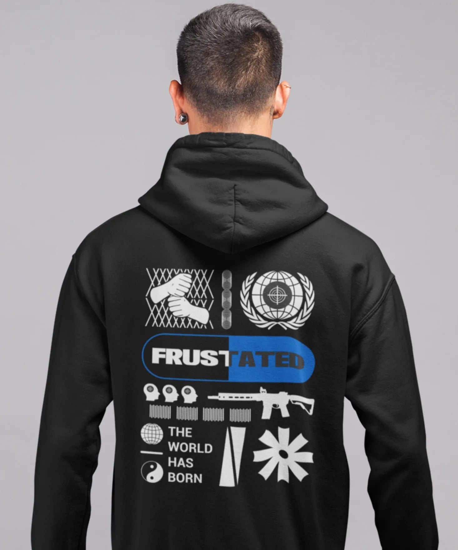 Frustrated World Graphic Hoodie.