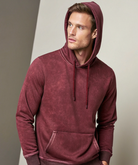 Maroon Acid Wash Hoodie.