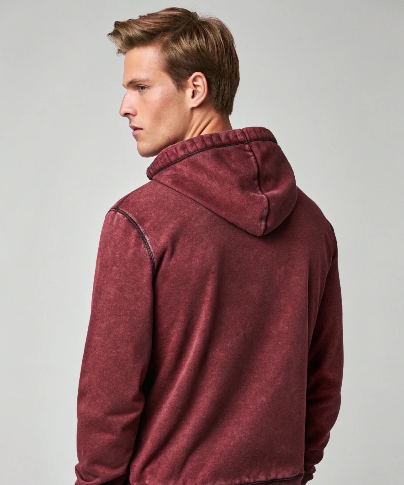 Maroon Acid Wash Hoodie.