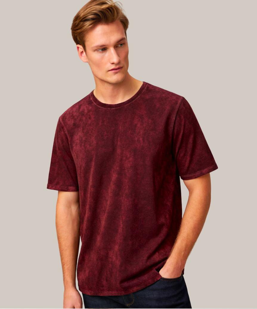 Maroon Acid Wash Oversized T-Shirt.