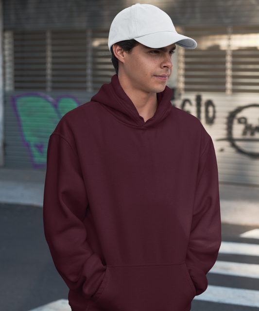 Maroon Solid Oversized Hoodie.