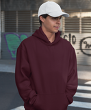 Maroon Solid Oversized Hoodie.