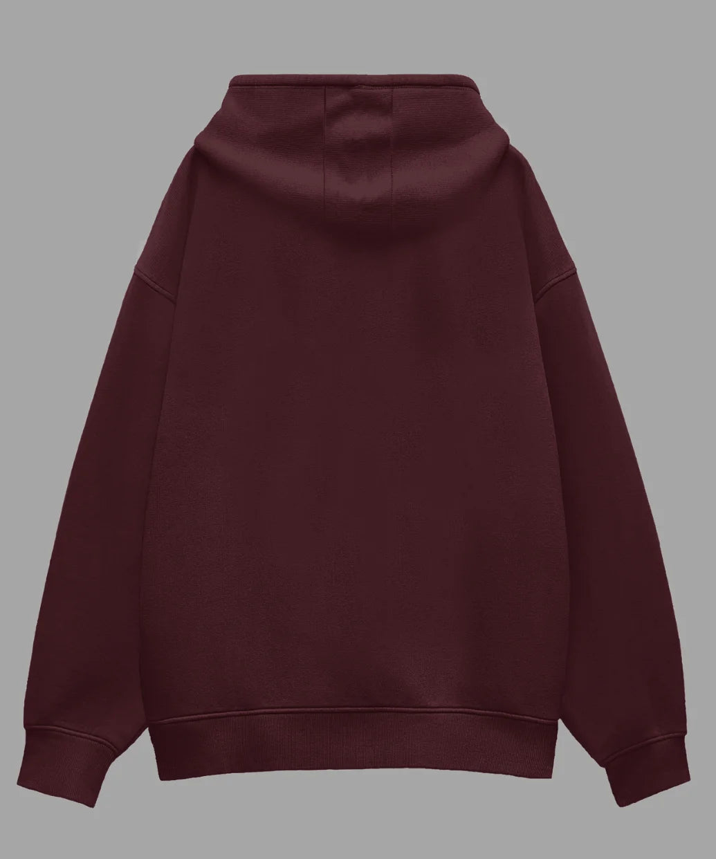 Maroon Solid Oversized Hoodie.
