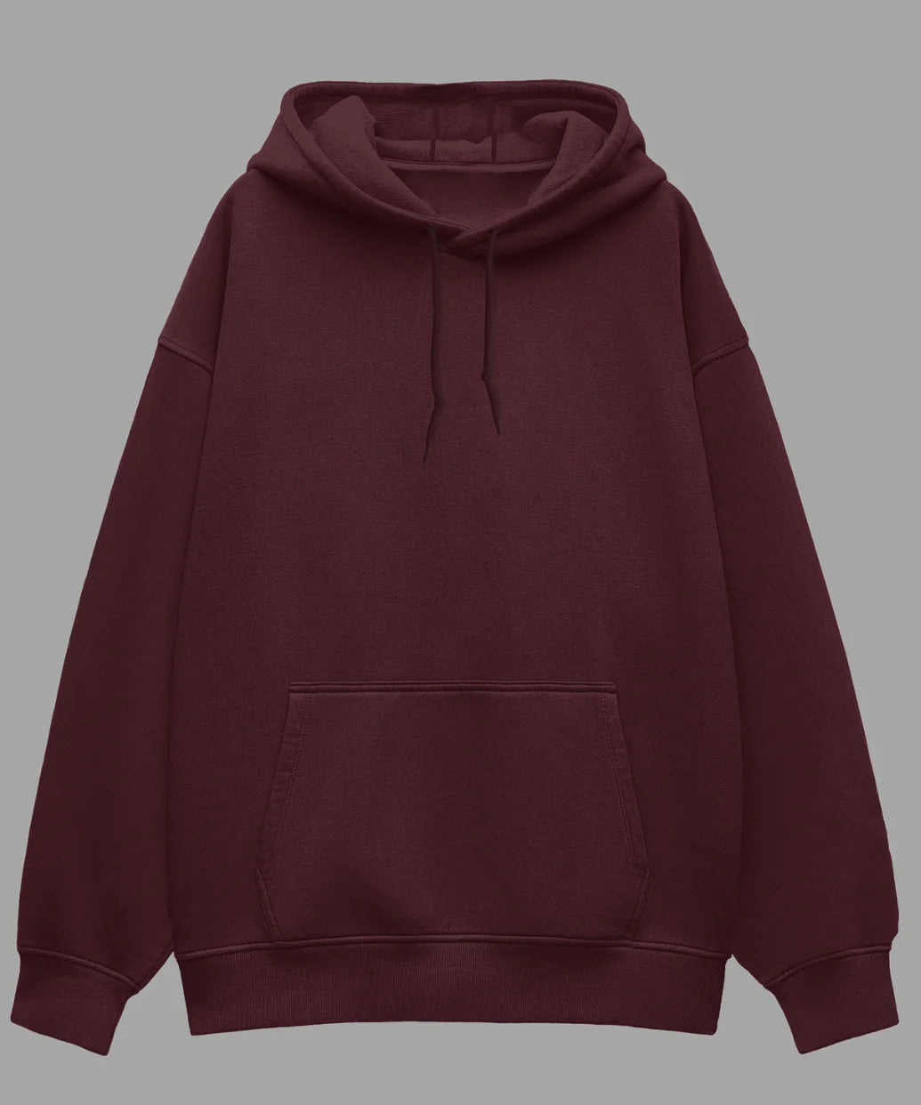 Maroon Solid Oversized Hoodie.