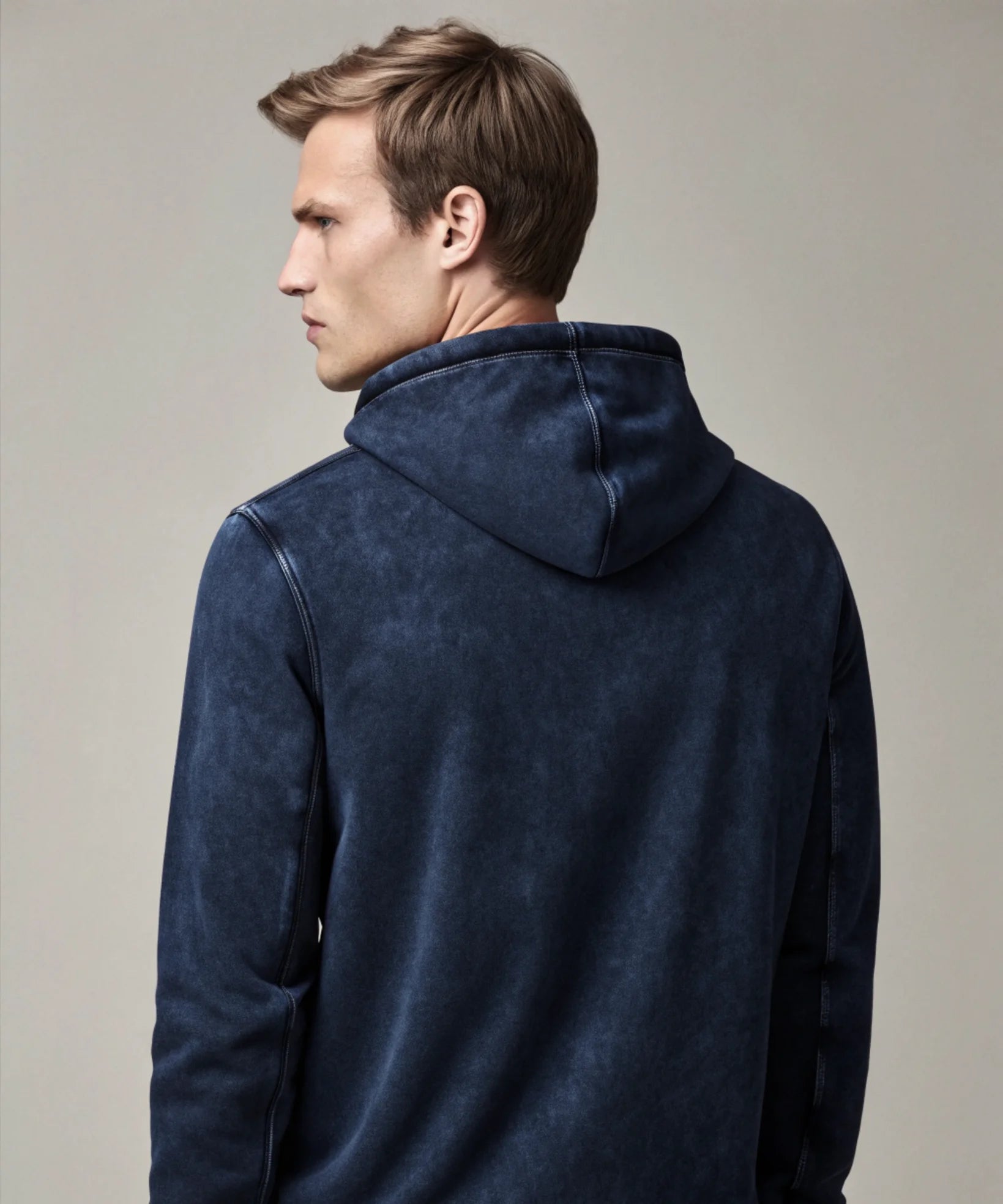 Navy Blue Acid Wash Hoodie.