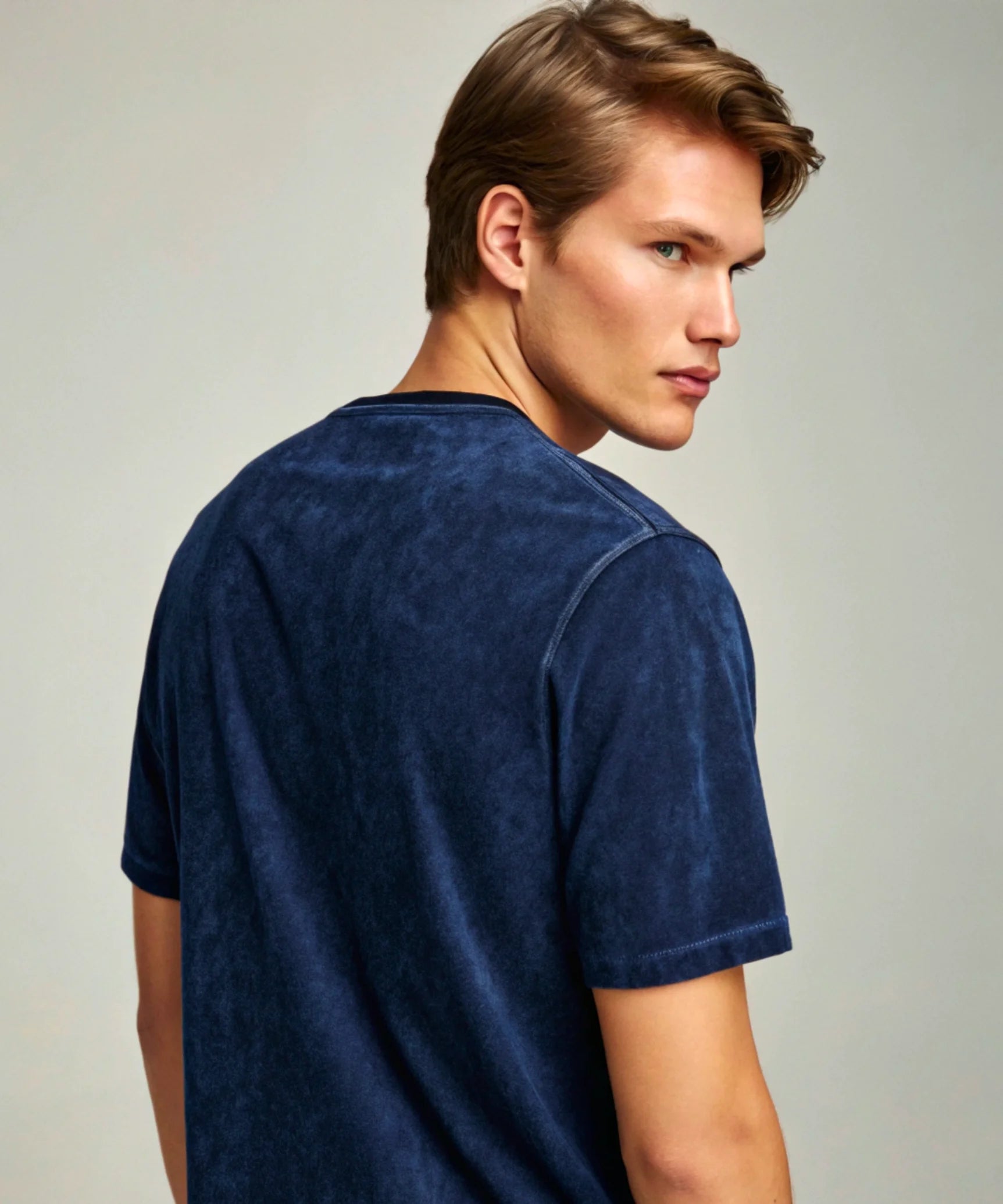 Navy Blue Acid Wash Oversized T-Shirt.