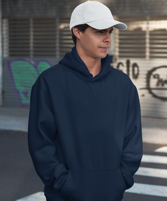 Navy Blue Solid Oversized Hoodie.