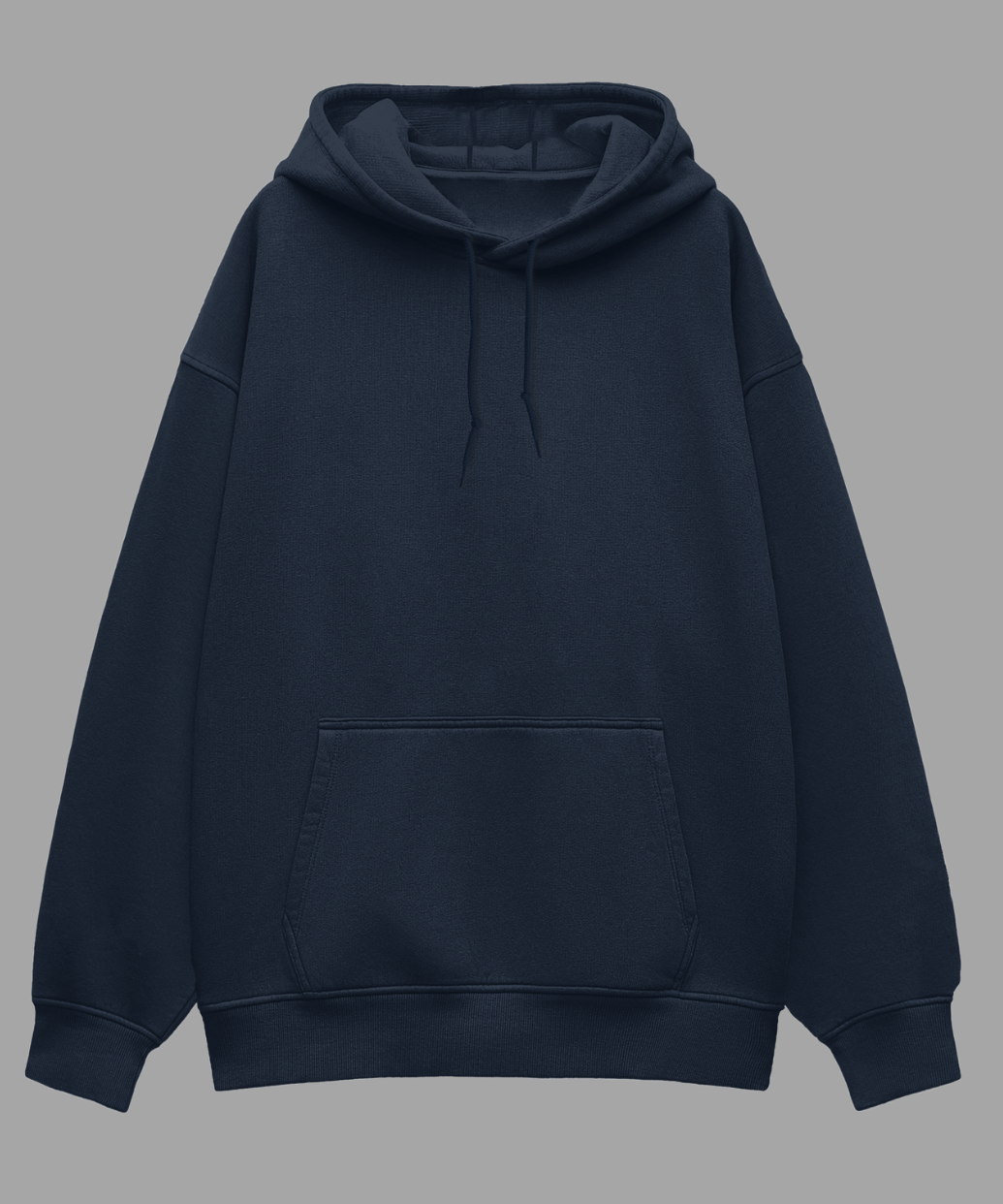 Navy Blue Solid Oversized Hoodie.