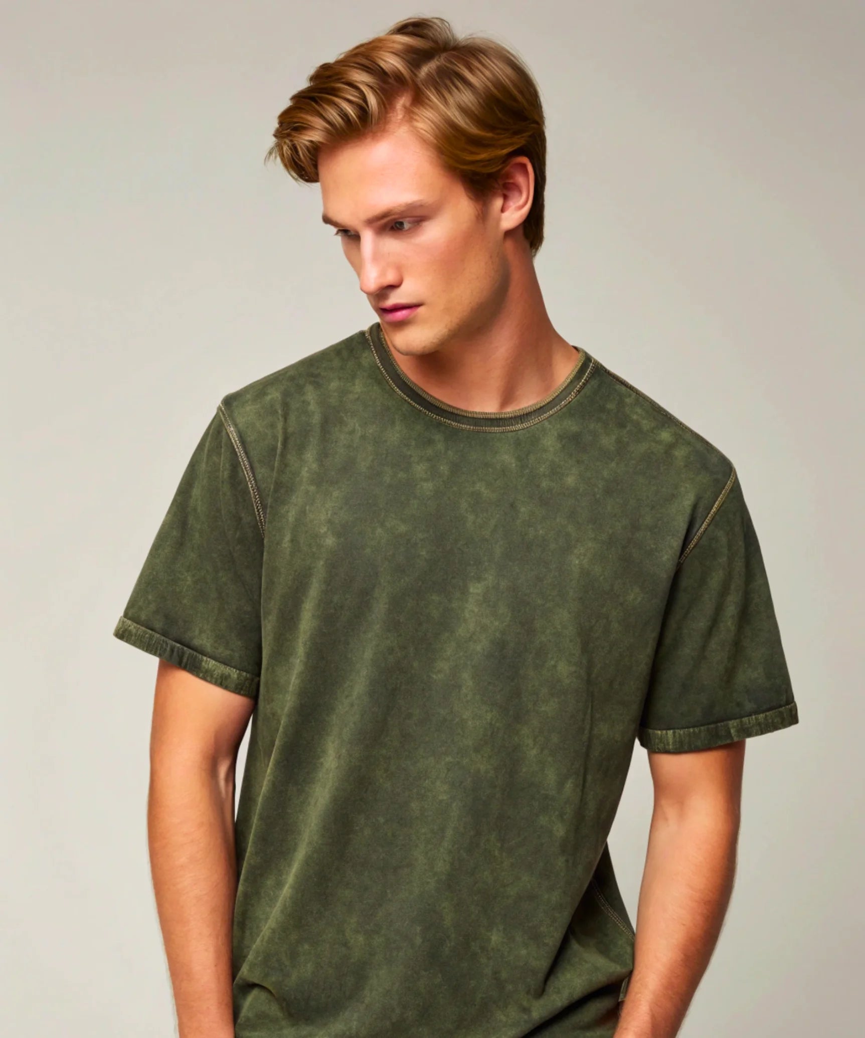 Olive Acid Wash Oversized T-Shirt.