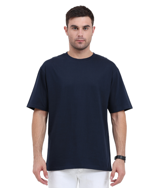 Solid Navy Blue Oversized T-Shirt.