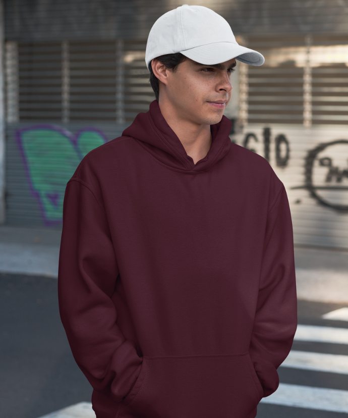 Maroon Solid Oversized Hoodie