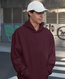 Maroon Solid Oversized Hoodie