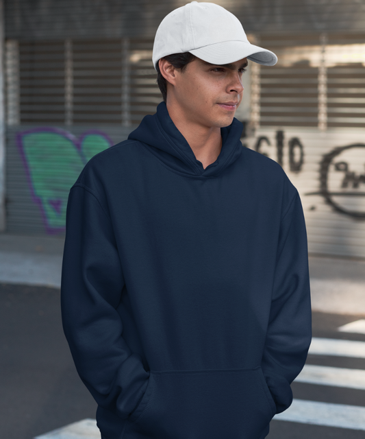 Navy Blue Solid Oversized Hoodie